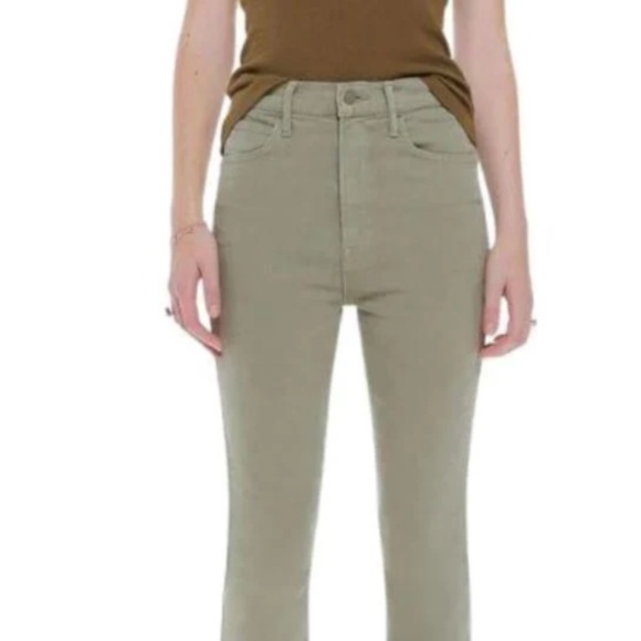 Mother Women's Army Green Denim High Wiasted Looker Ankle Fray Jeans Size 25 - Picture 1 of 4